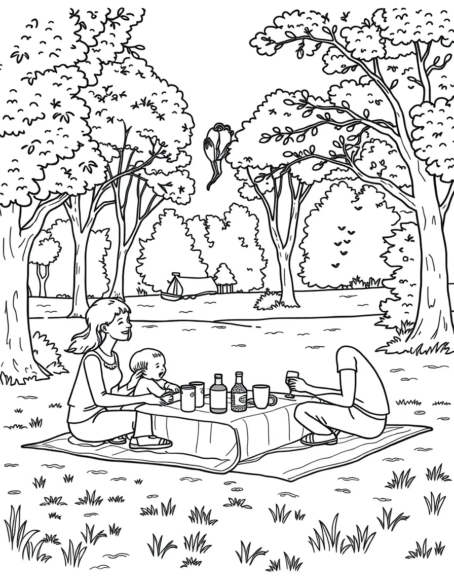 (Connecticut) A family enjoying a picnic at a Connecticut park