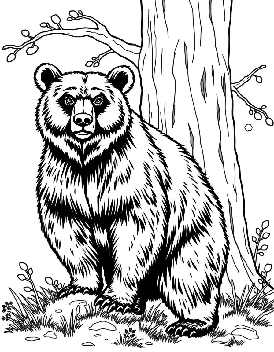 (Connecticut) A Connecticut black bear standing near a tree