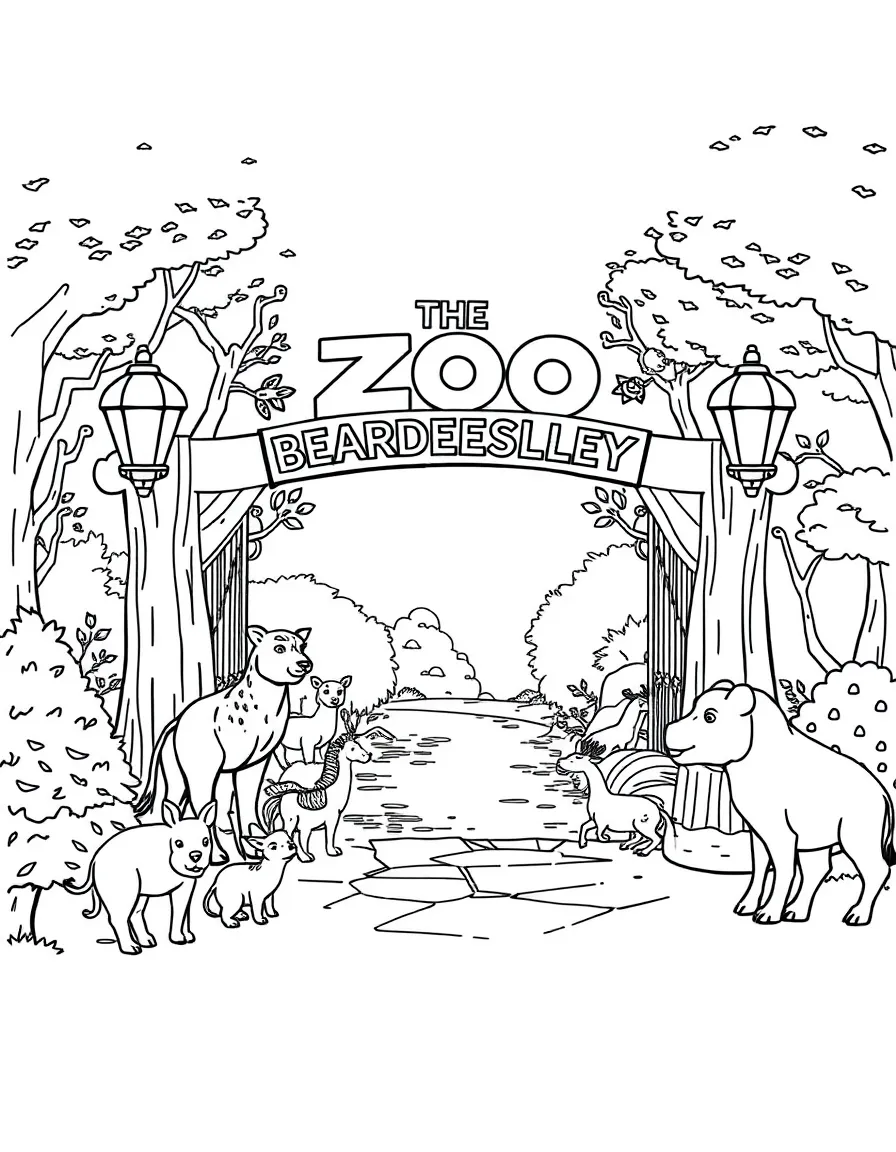 (Connecticut) The Beardsley Zoo entrance with animals