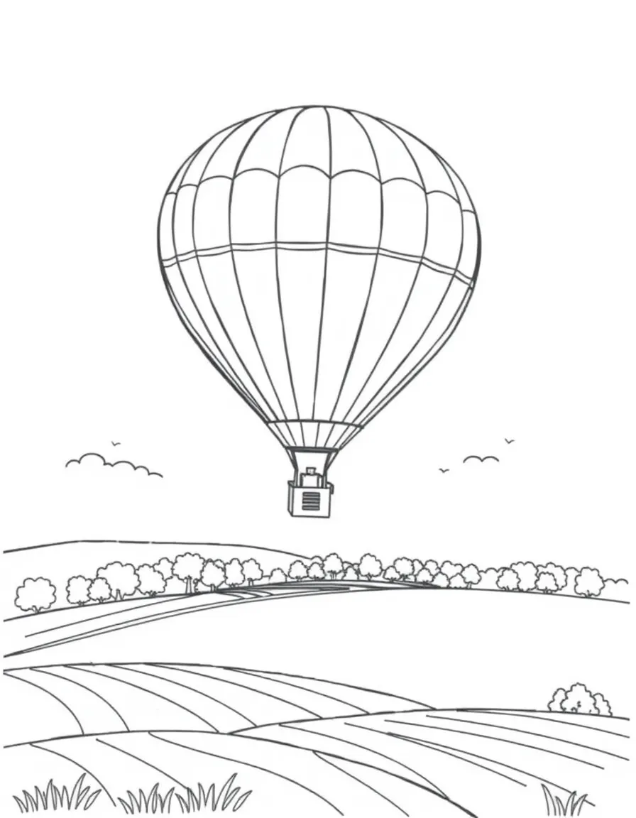 (Connecticut) A hot air balloon flying over Connecticut farmland