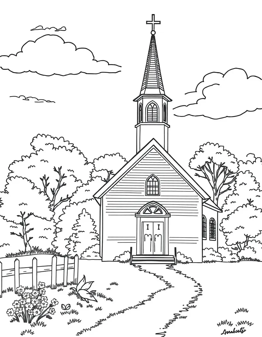 (Connecticut) A quaint New England church in the countryside