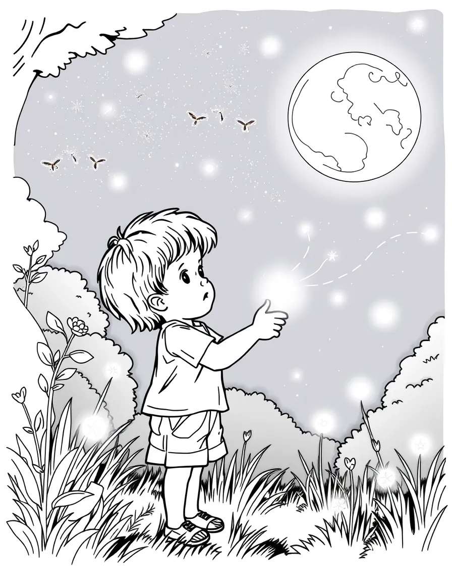 (Connecticut) A child catching fireflies on a summer night