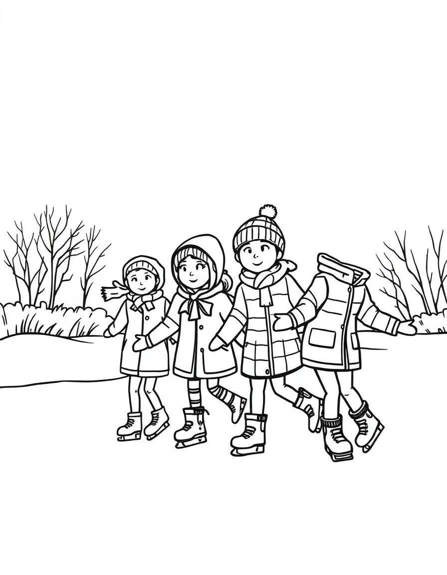 (Connecticut) Kids ice skating on a frozen Connecticut pond