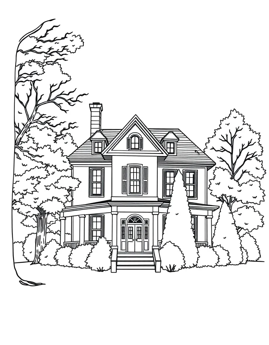 (Connecticut) The Mark Twain House with trees around it
