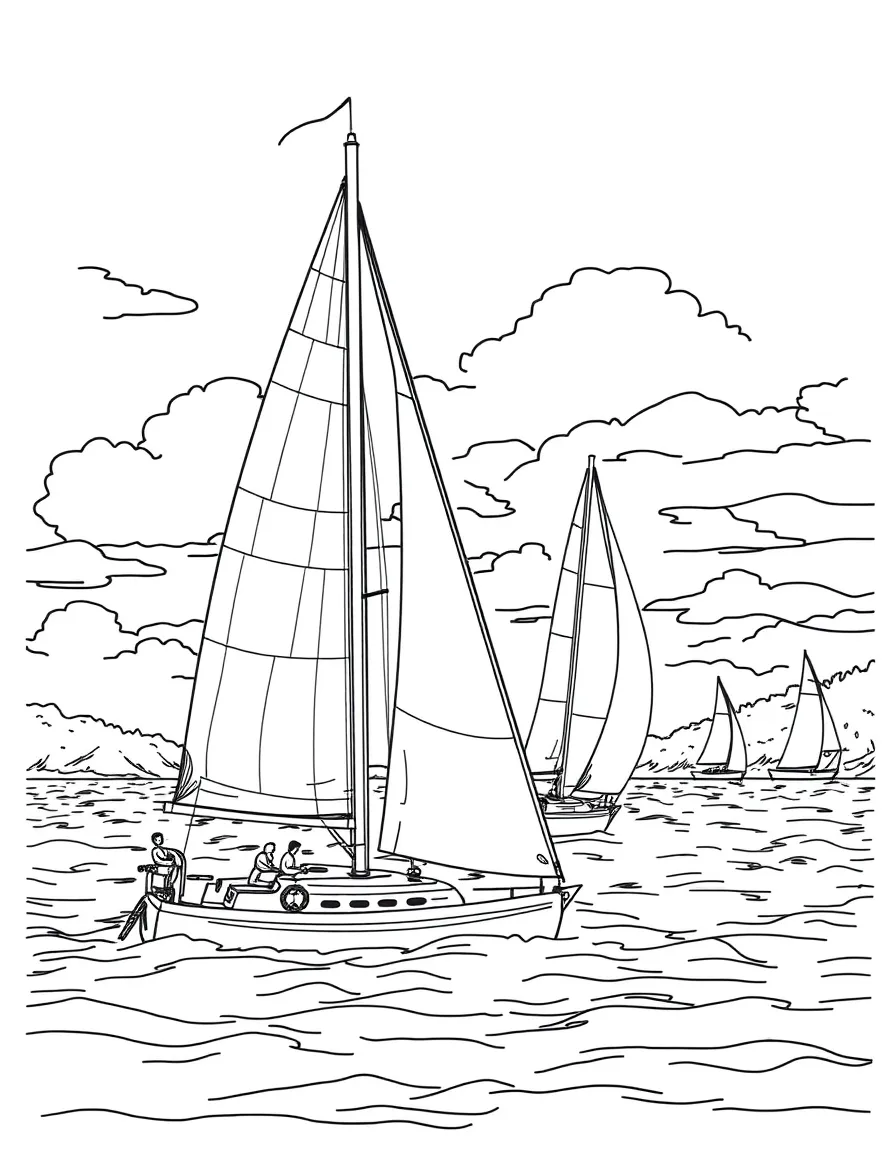 (Connecticut) A sailboat race near the coast of Connecticut