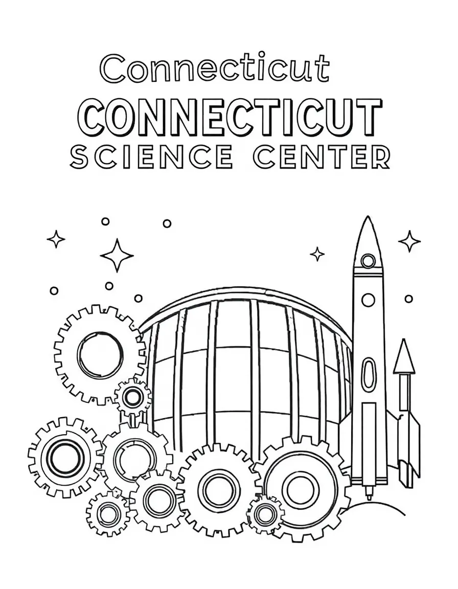 (Connecticut) The Connecticut Science Center with gears and rockets