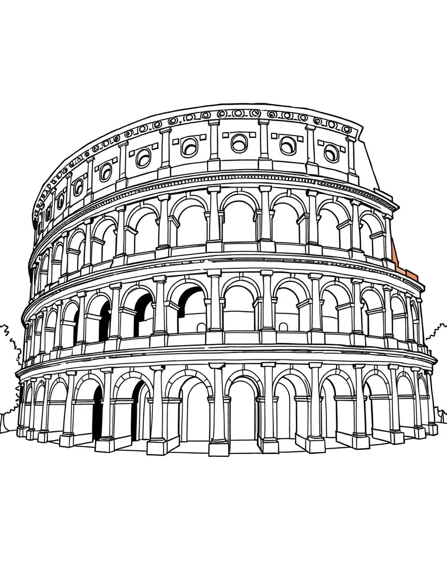 (Italy) The Colosseum in Rome with arches and ancient stonework