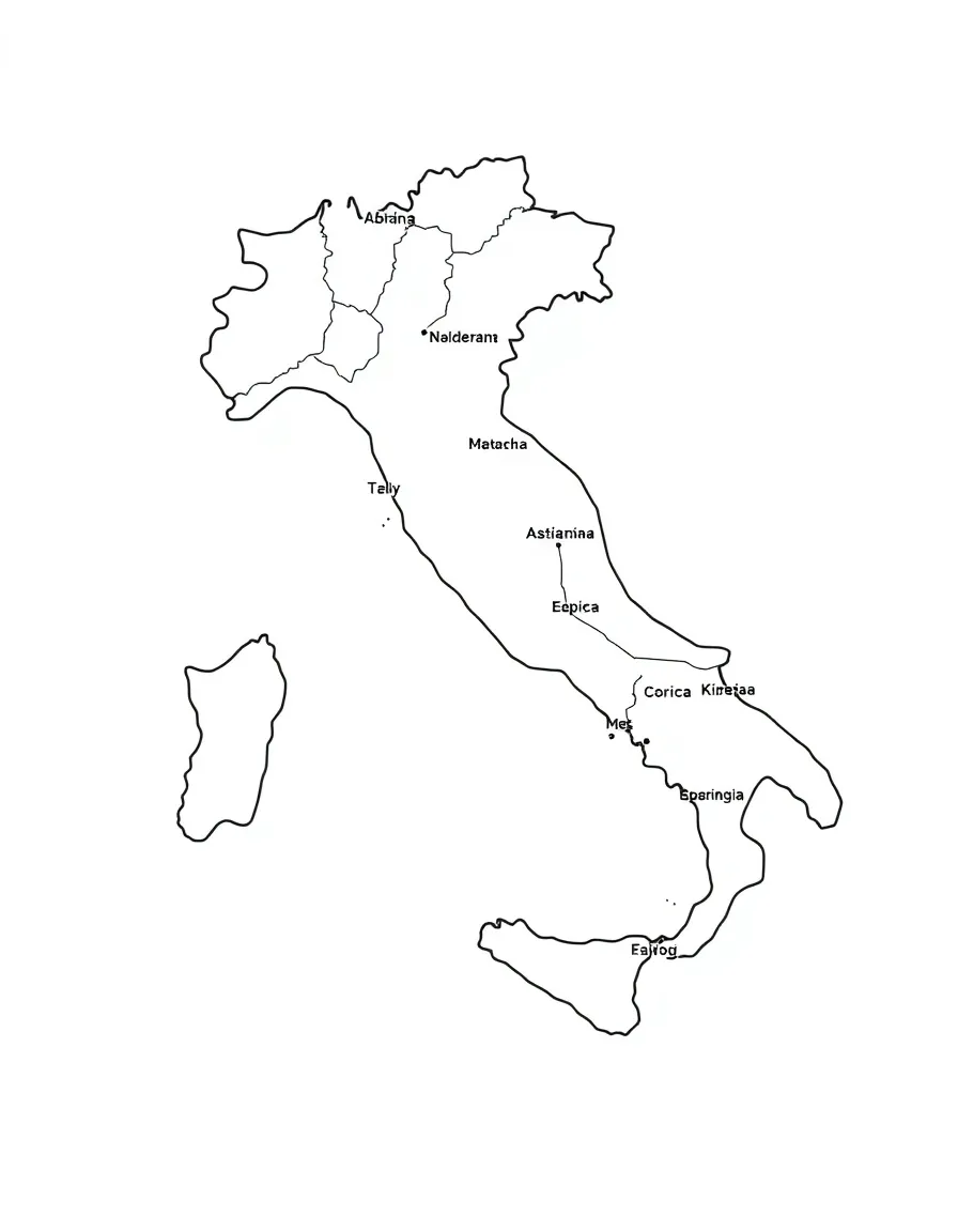 (Italy) A map of Italy with key cities marked