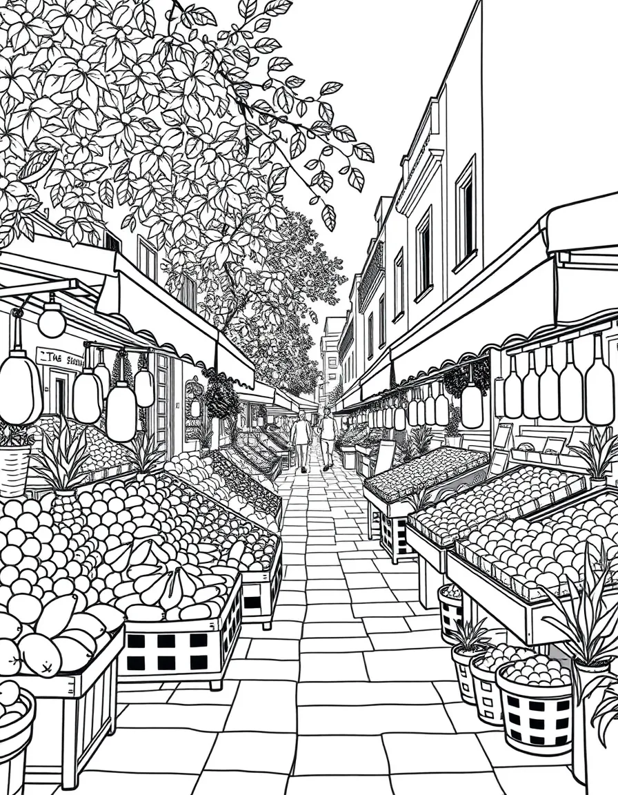 (Italy) A market in Sicily with fruit and vegetable stalls