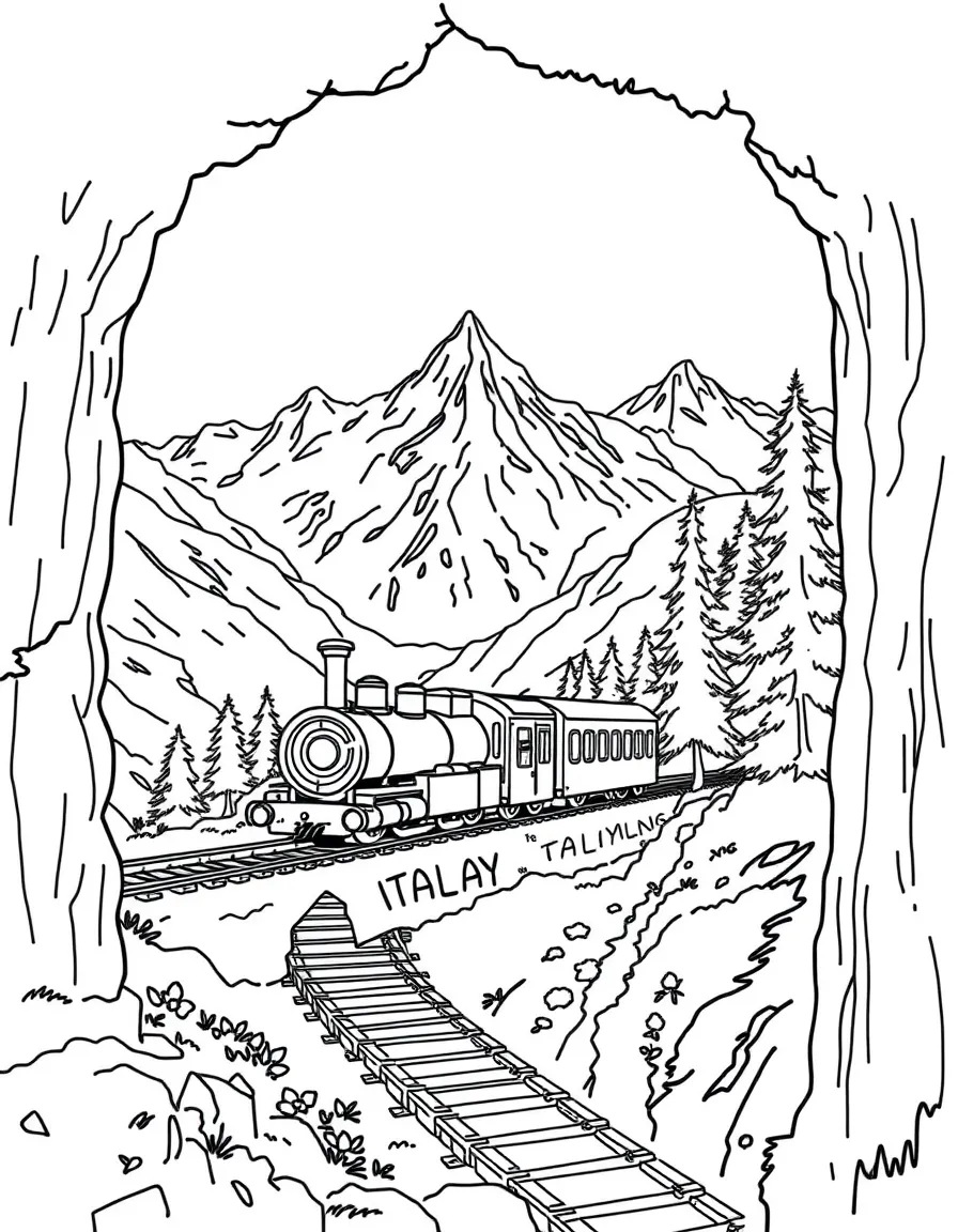 (Italy) A little train going through the Italian Alps