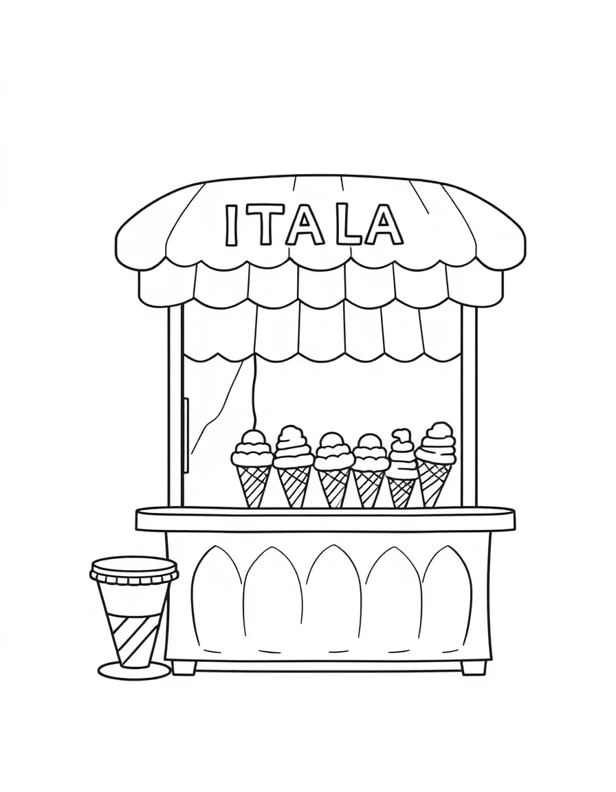 (Italy) A gelato stand with colorful ice cream cones