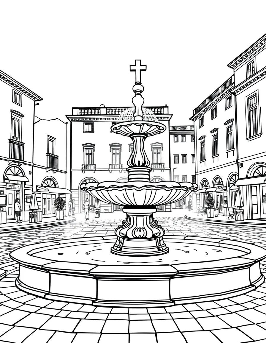 (Italy) A fountain in an Italian piazza