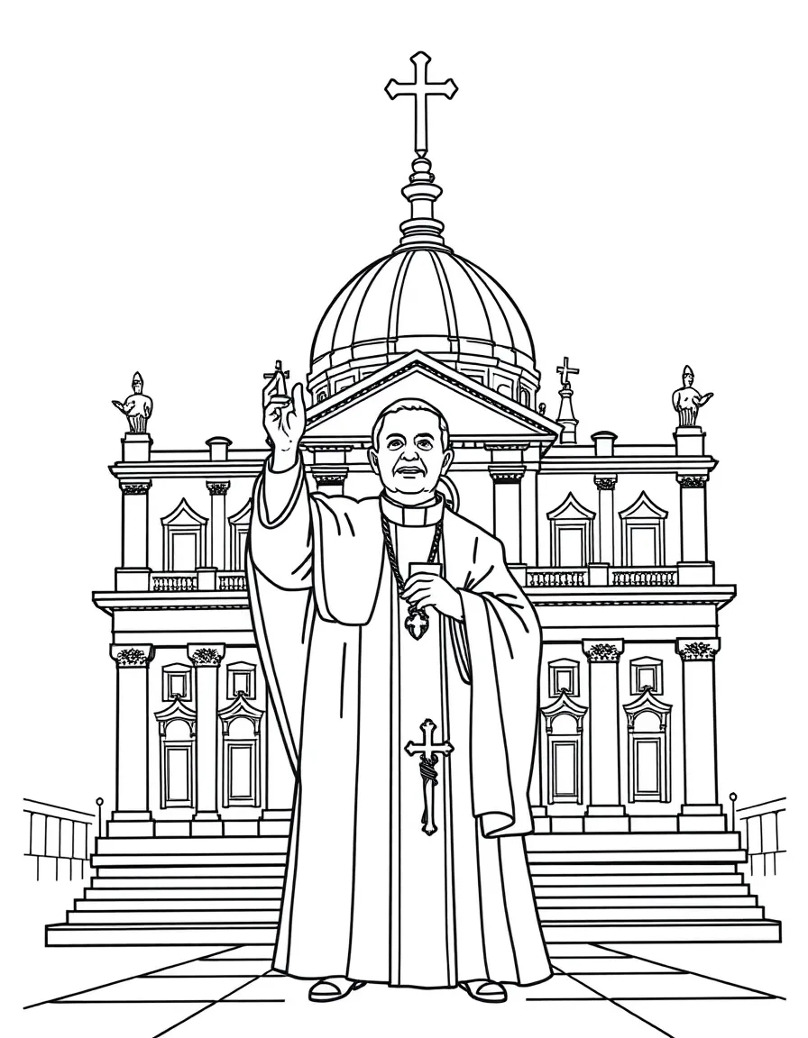 (Italy) The Vatican with the Pope giving a blessing