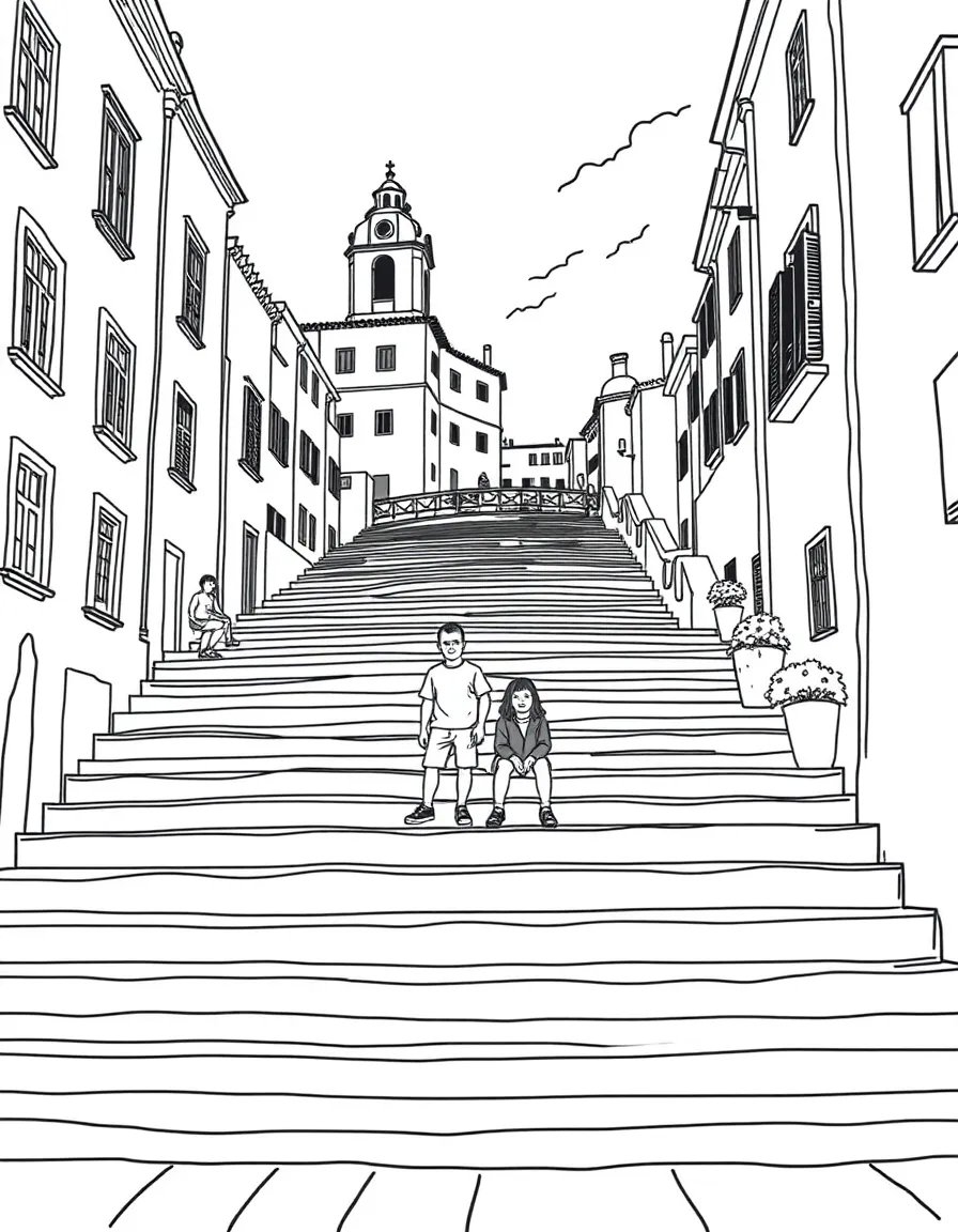 (Italy) The Spanish Steps with kids sitting on them