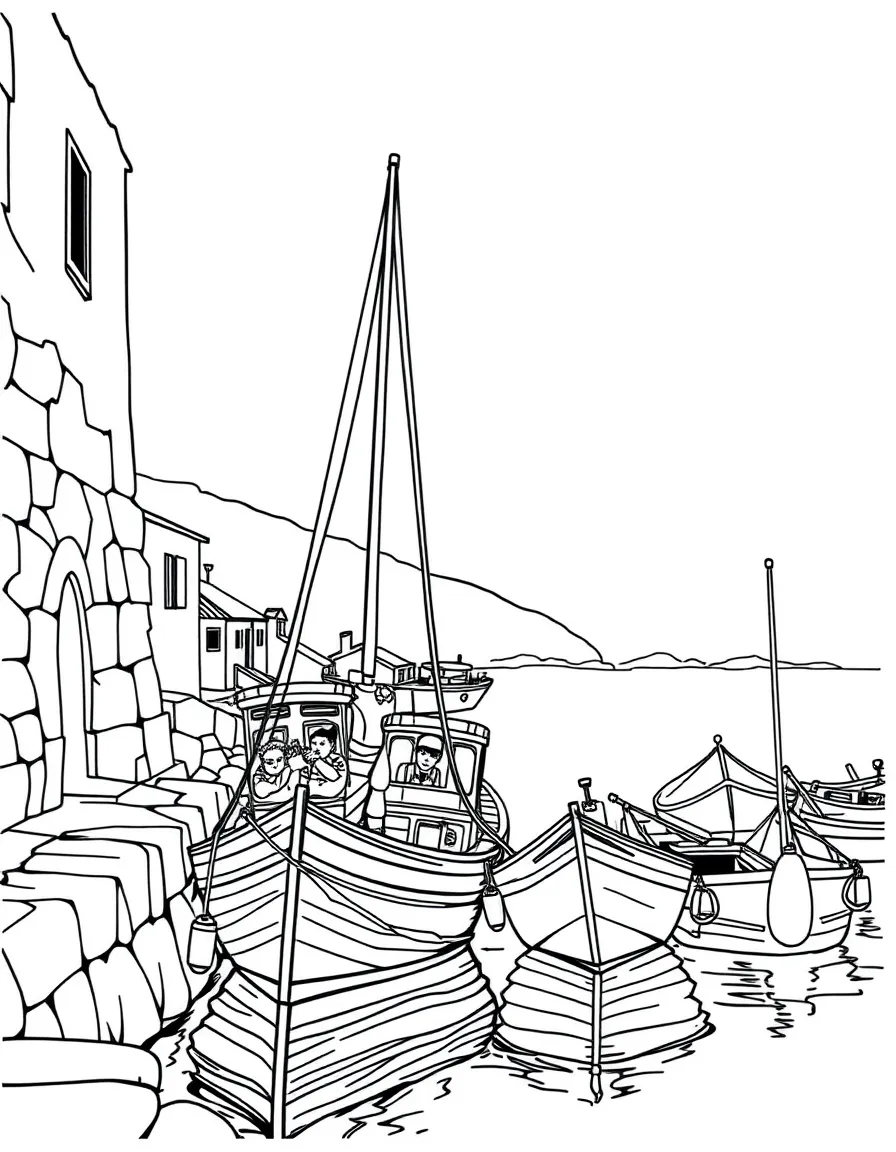 (Italy) A fisherman in a small Italian port