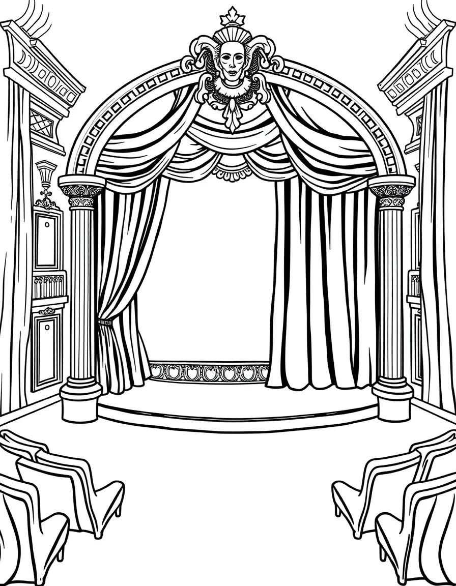 (Italy) An Italian opera house with stage curtains