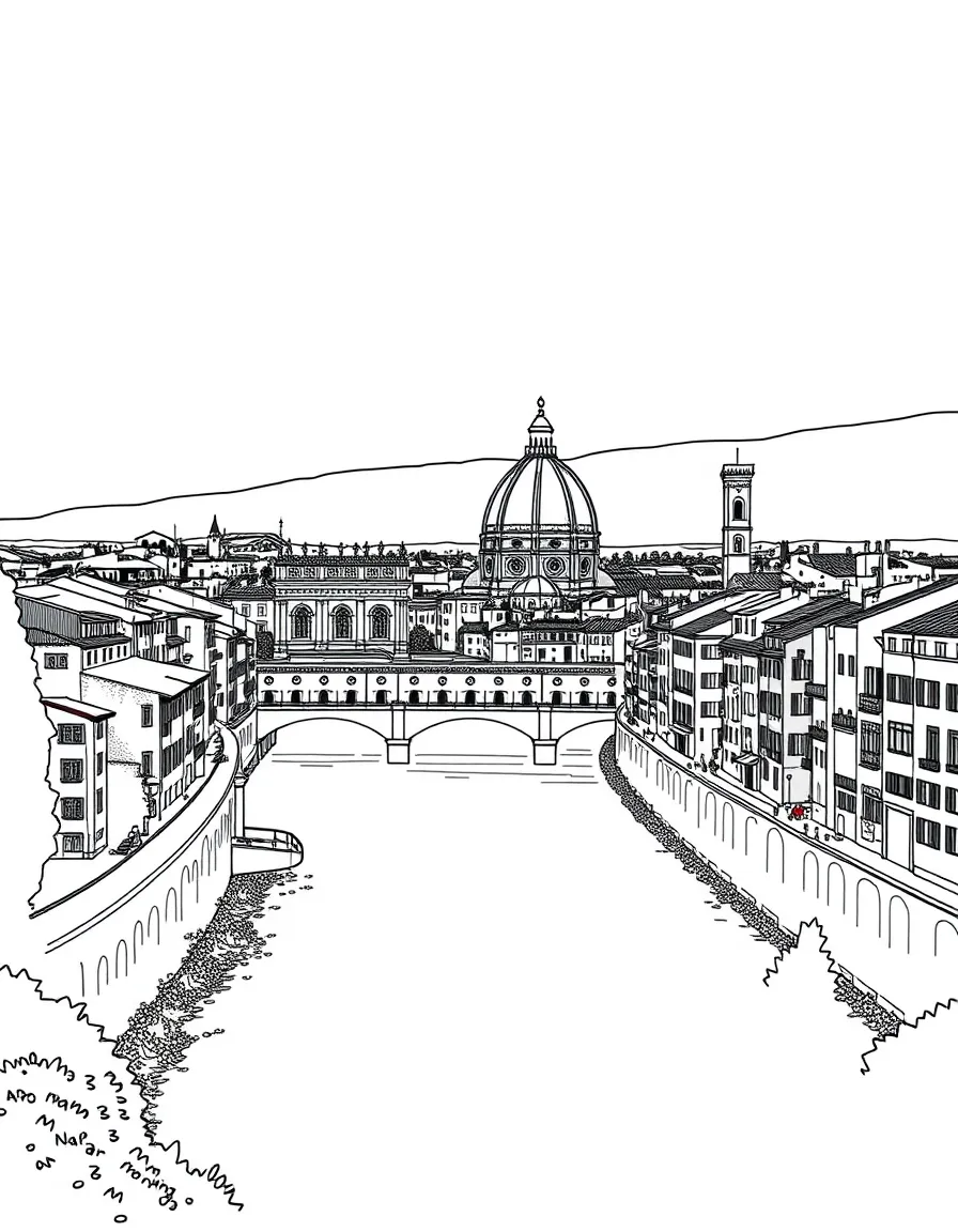 (Italy) A cityscape of Florence with the Arno River