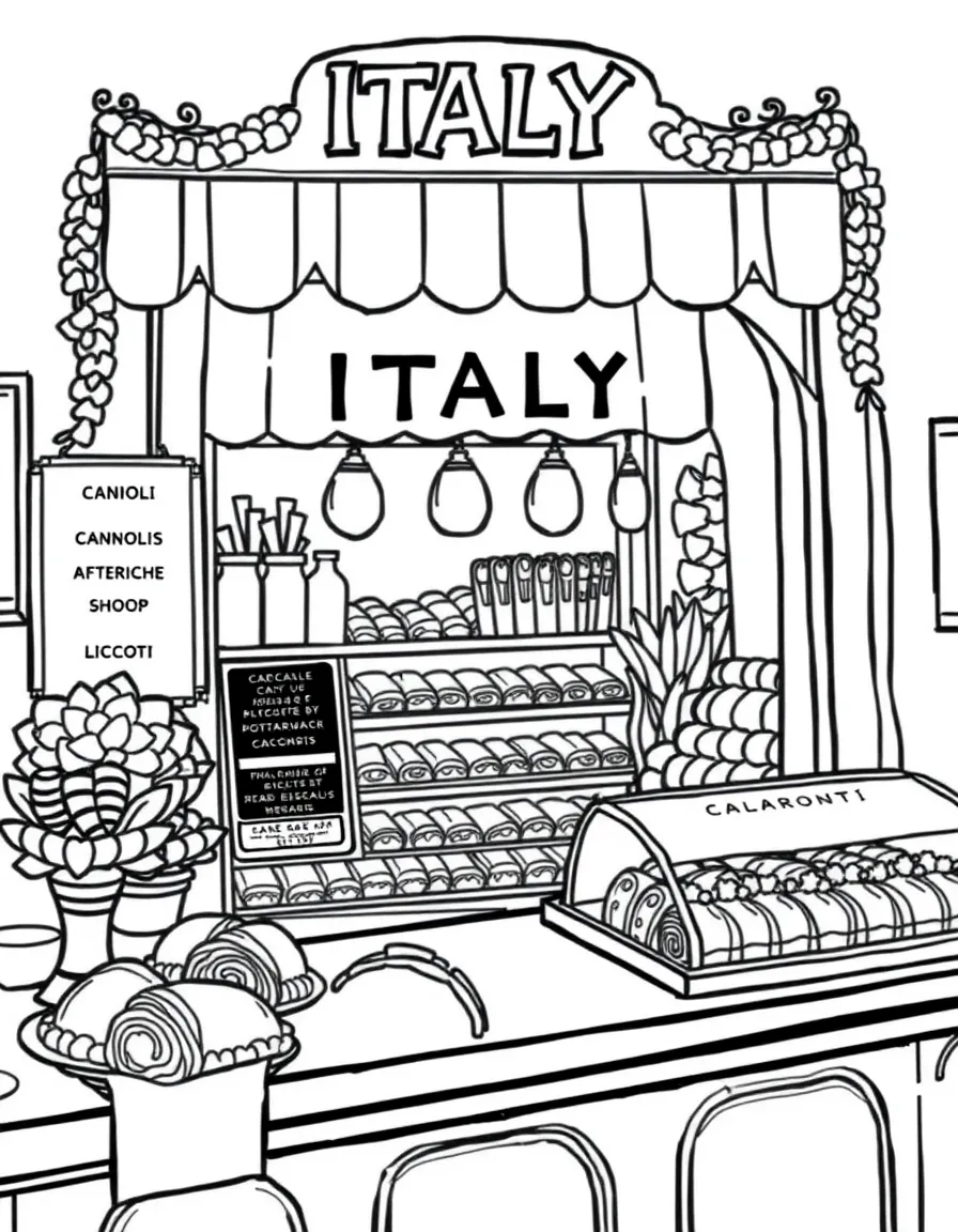 (Italy) A pastry shop with cannoli and biscotti