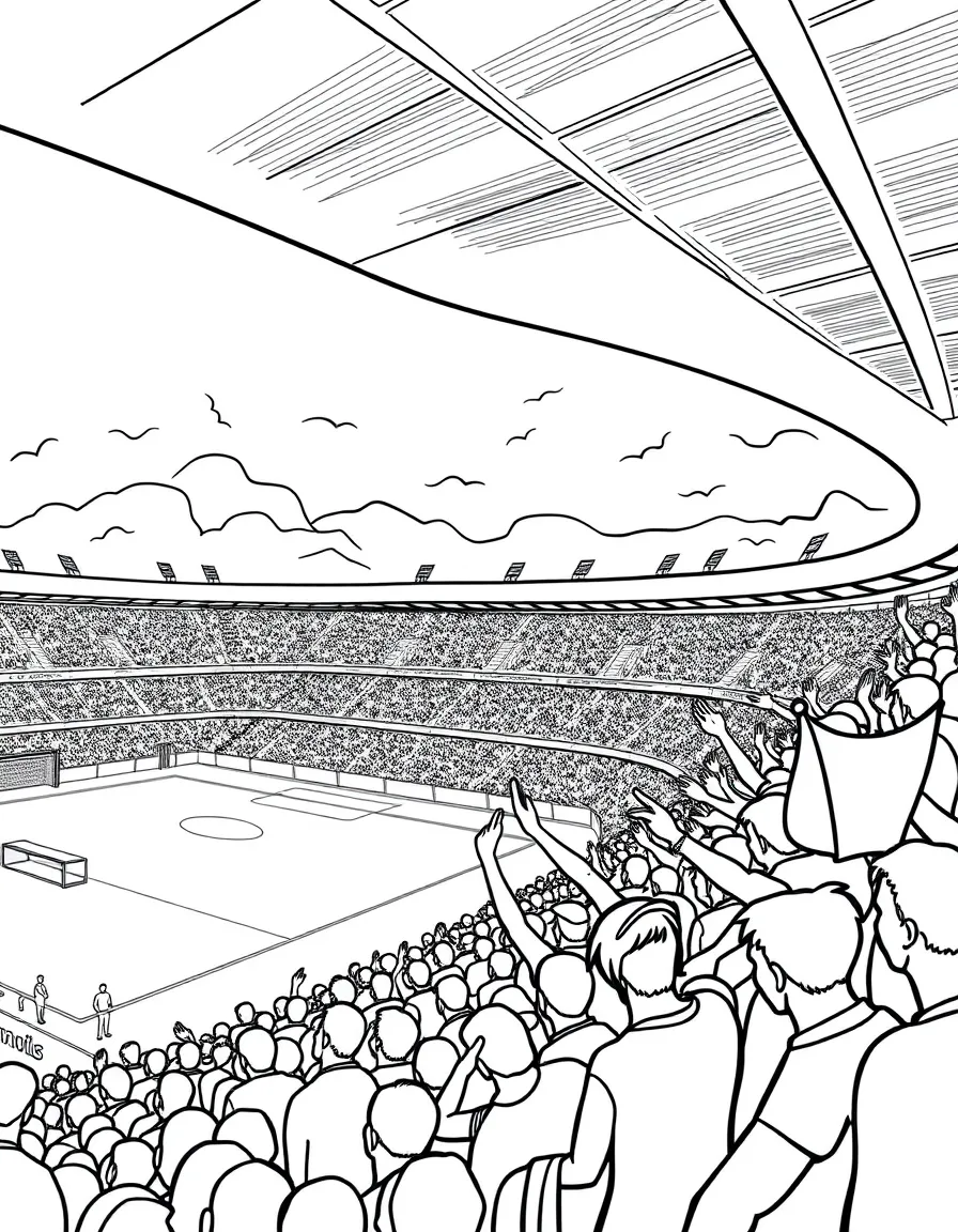(Italy) An Italian soccer stadium with cheering fans