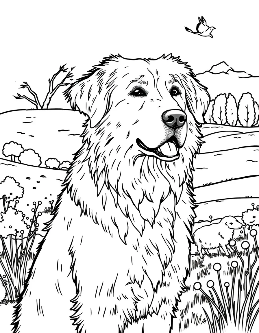 (Italy) An Italian dog (Maremma Sheepdog) in the countryside