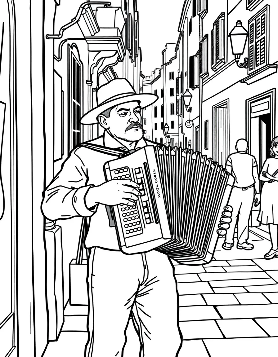 (Italy) A street musician playing an accordion