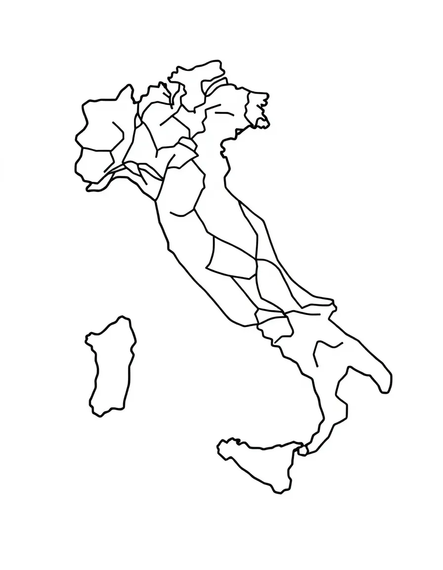 (Italy) A map showing the shape of Italy like a boot