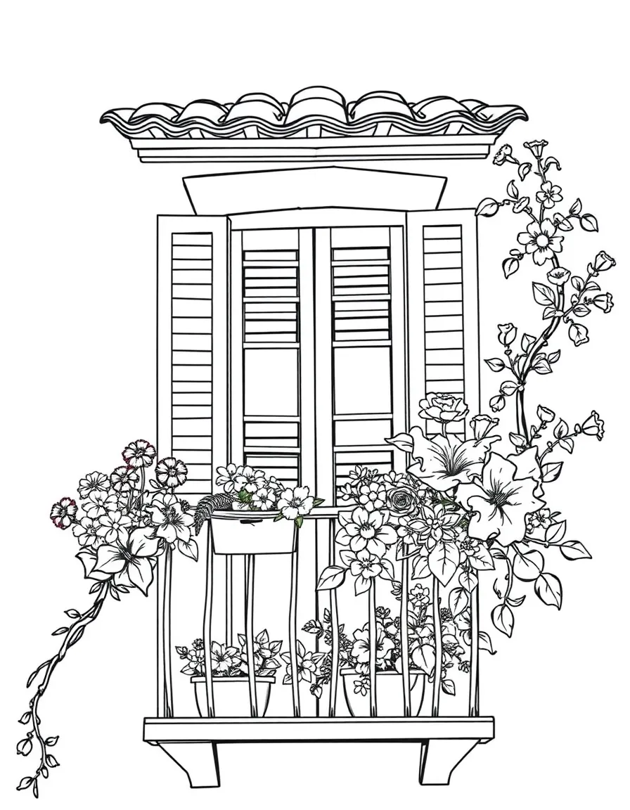(Italy) A small balcony with flowers