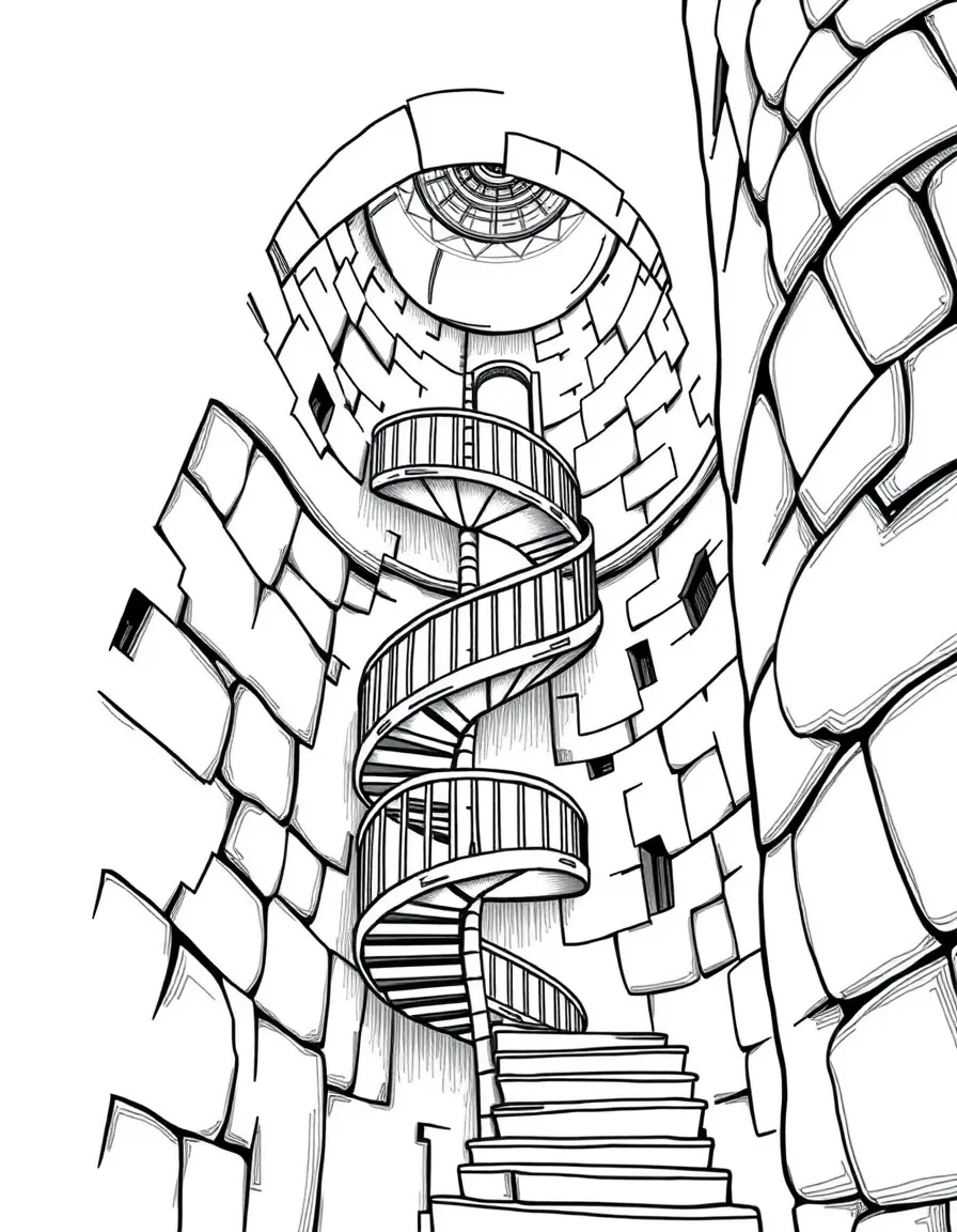 (Italy) A winding staircase inside a tower