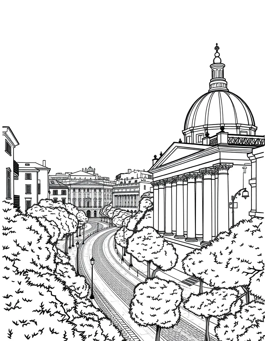 (Italy) A view of Rome at night with street lights