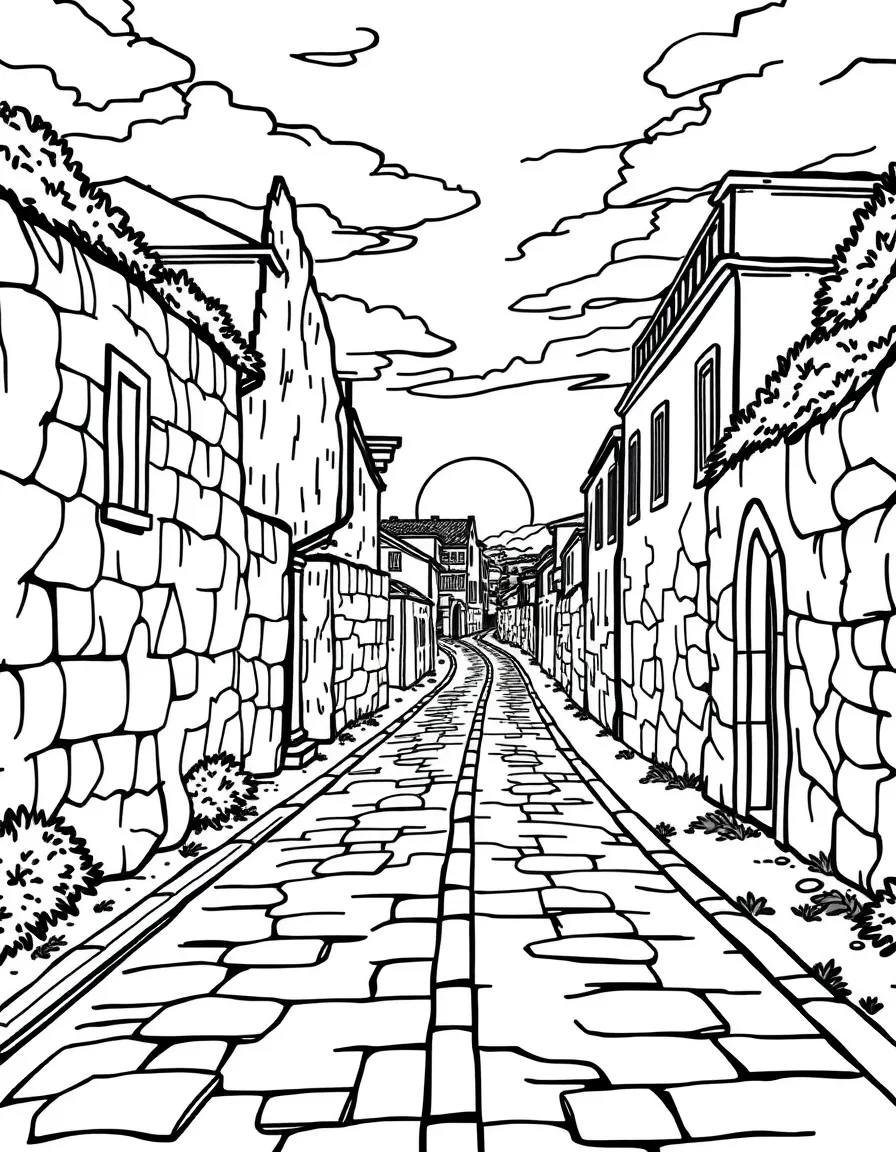 (Italy) A Roman road stretching into the horizon