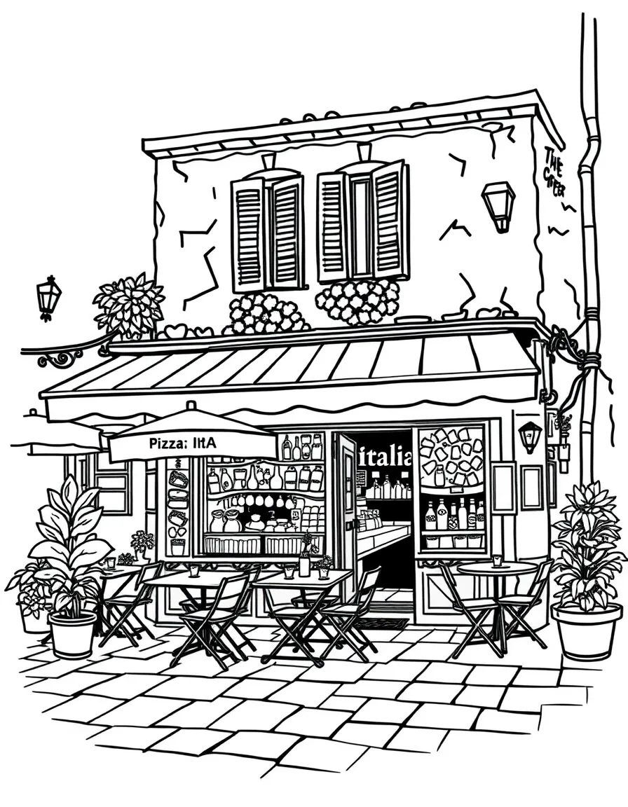 (Italy) A pizzeria with tables outside