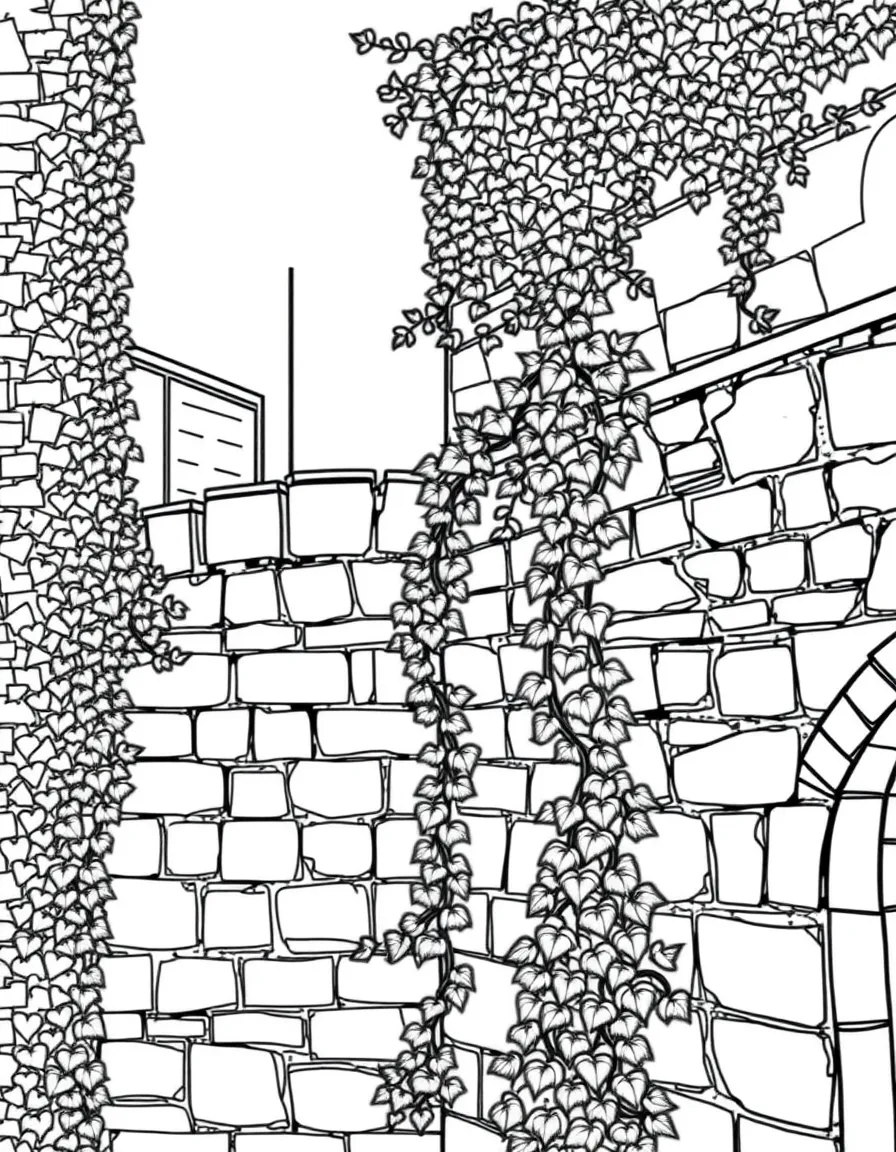 (Italy) A city wall with ivy growing on it