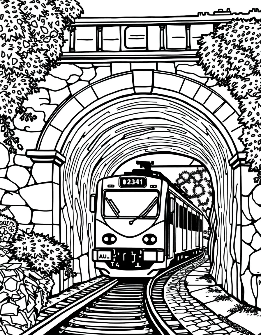 (Italy) A train going under an arched bridge