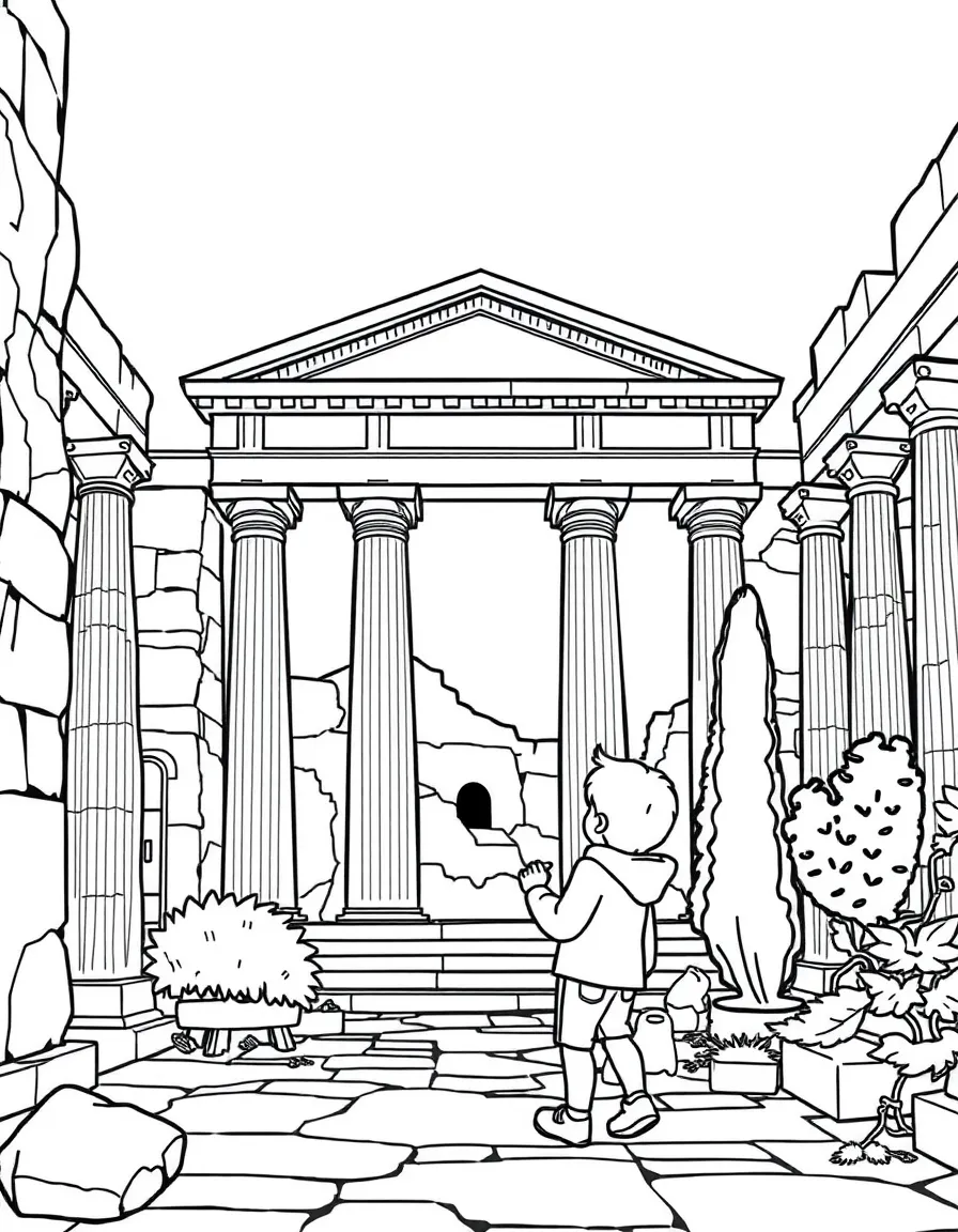(Italy) A child exploring a Roman museum