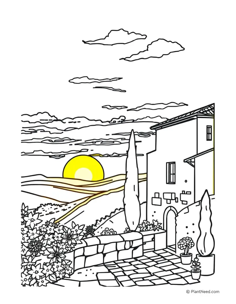 (Italy) A painting of a Tuscan sunset