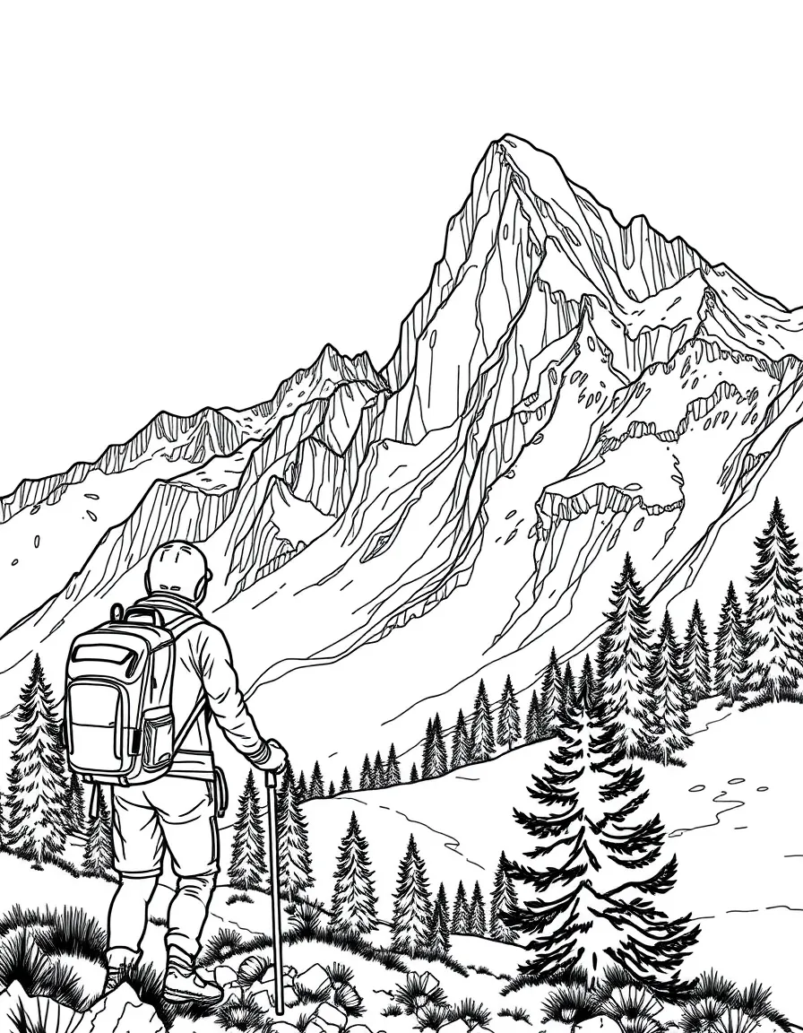 (Italy) A hiker in the Dolomite mountains