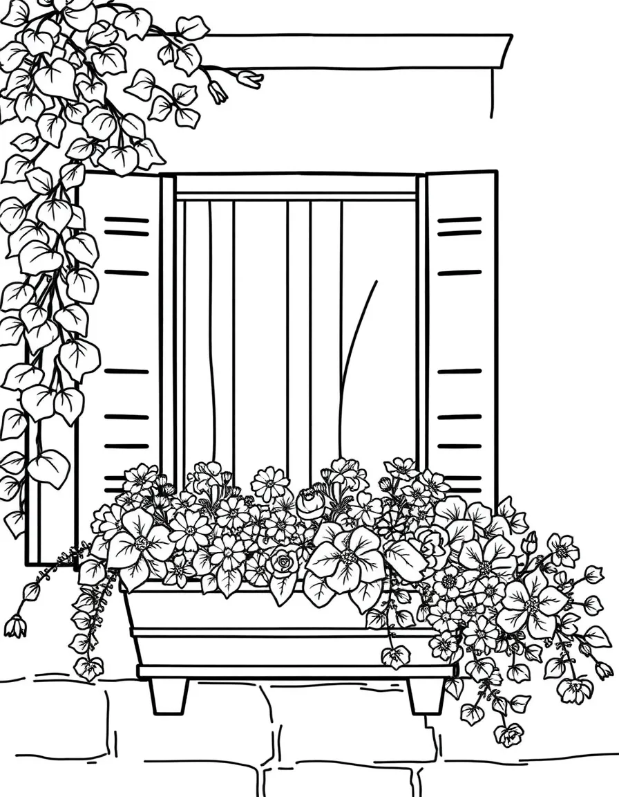 (Italy) A window box with flowers in a Venetian home