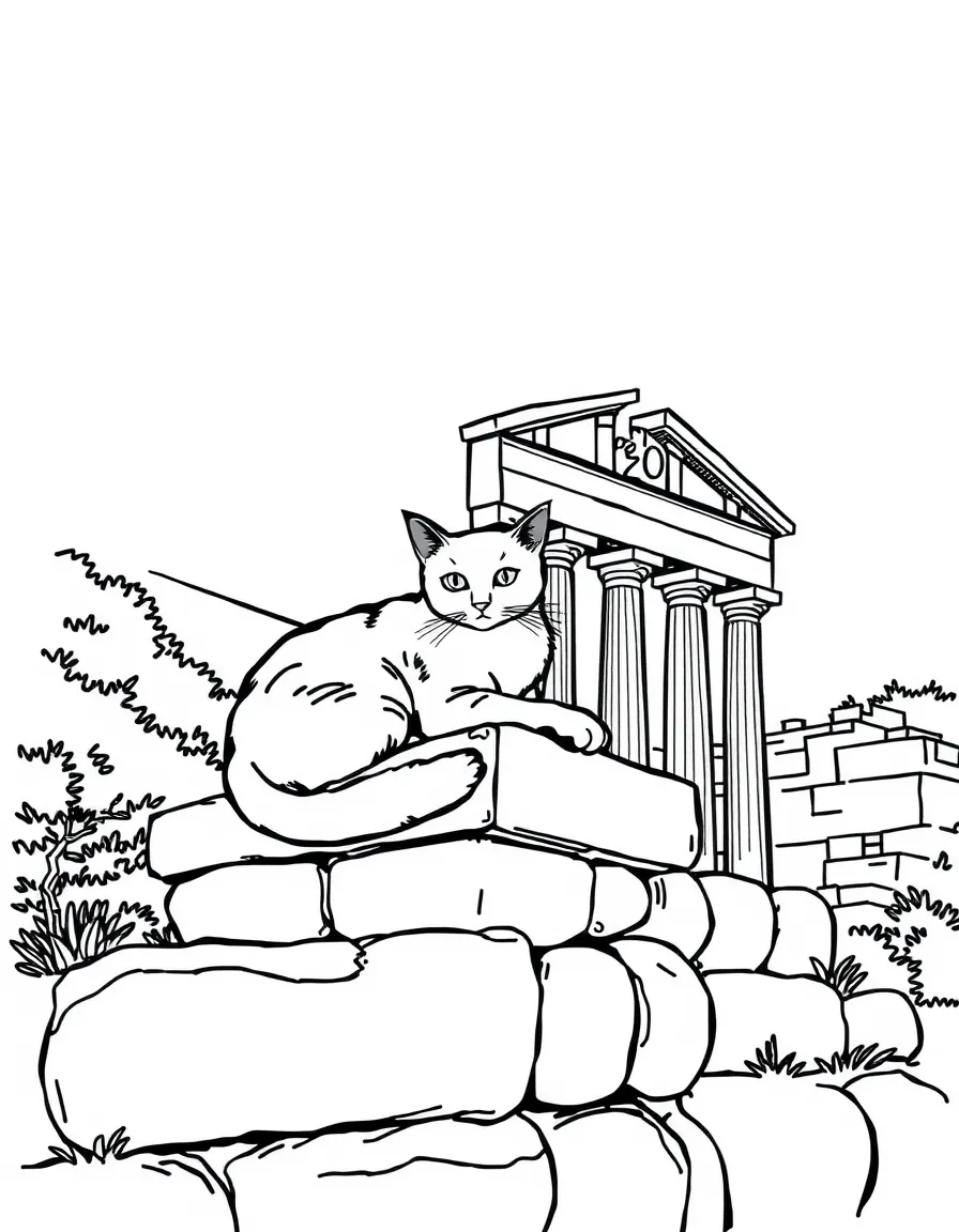 (Italy) A cat resting on a Roman ruin