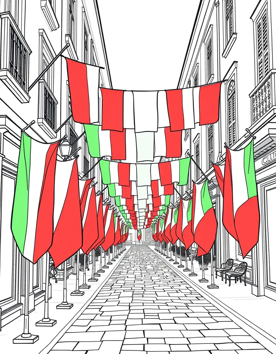 (Italy) A street full of Italian flags