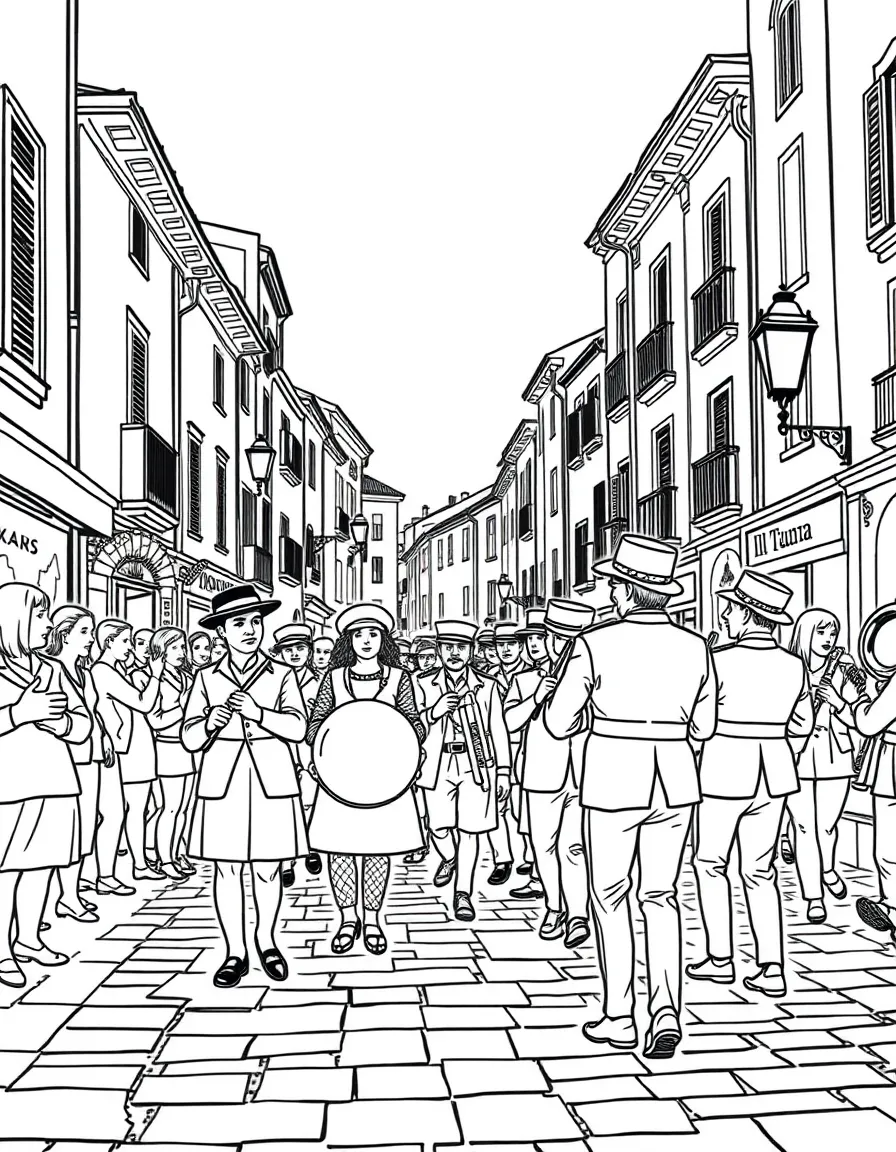 (Italy) A parade band in an Italian town