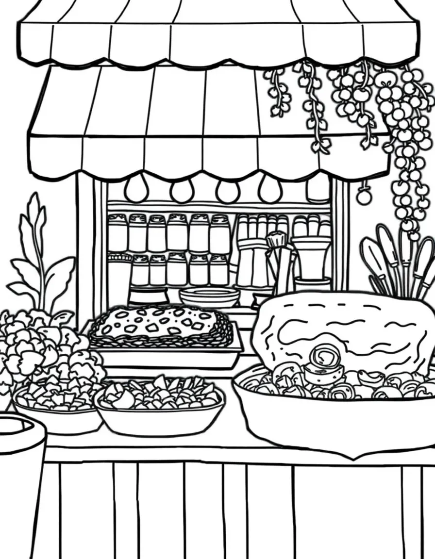 (Italy) A food stall with lasagna and salad