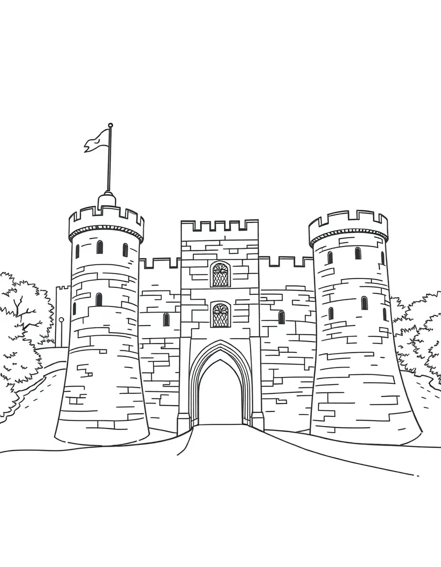 (UK, United Kingdom) Caerphilly Castle in Wales with massive gatehouse