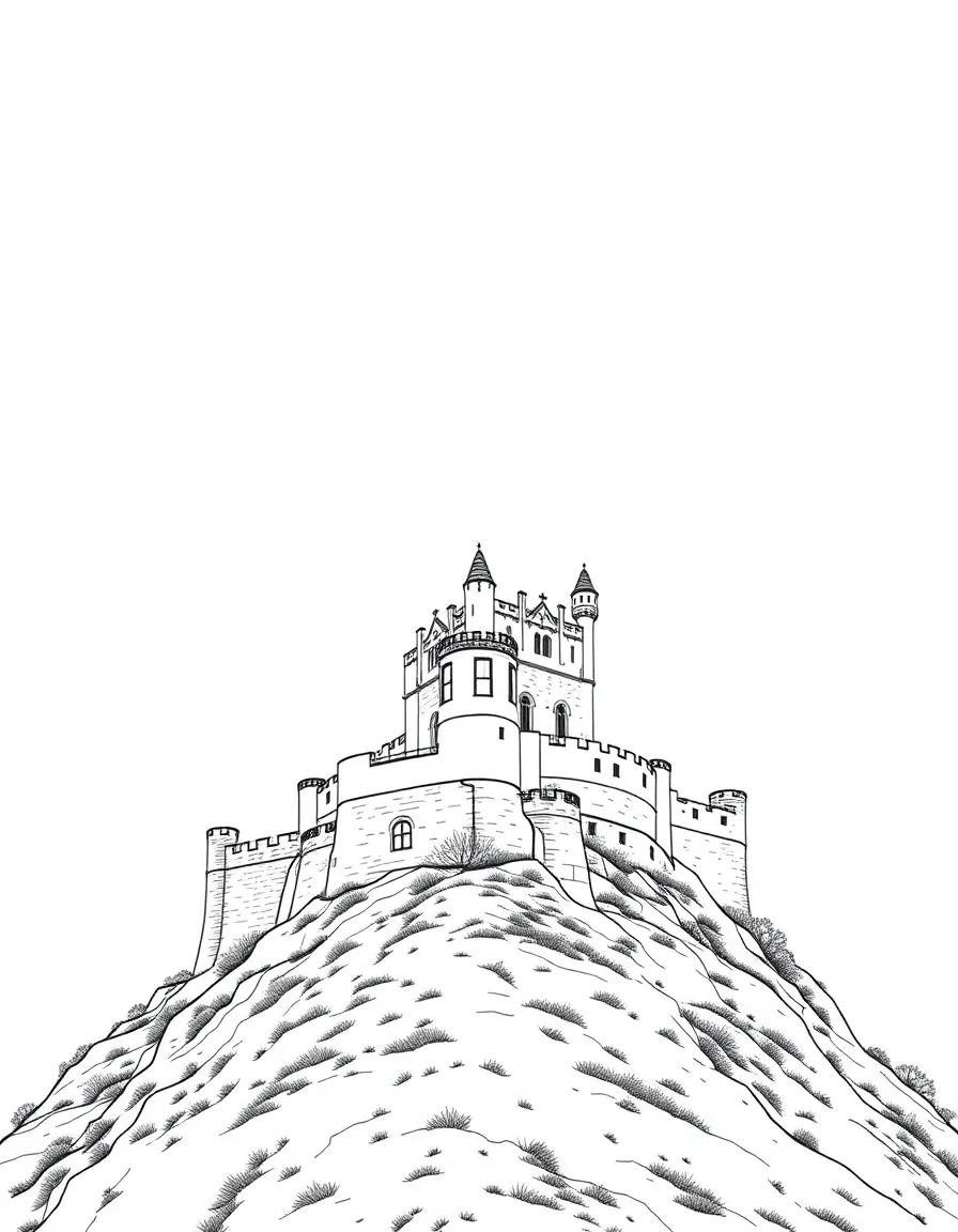 (UK, United Kingdom) Stirling Castle on hilltop with Scottish architecture