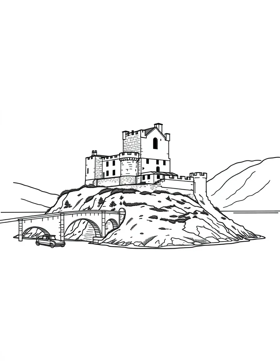 (UK, United Kingdom) Eilean Donan Castle on small island with bridge