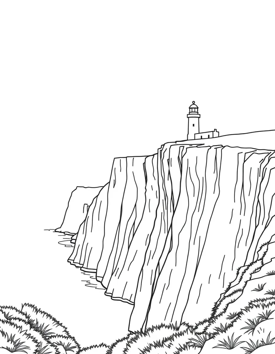 (UK, United Kingdom) White Cliffs of Dover with lighthouse