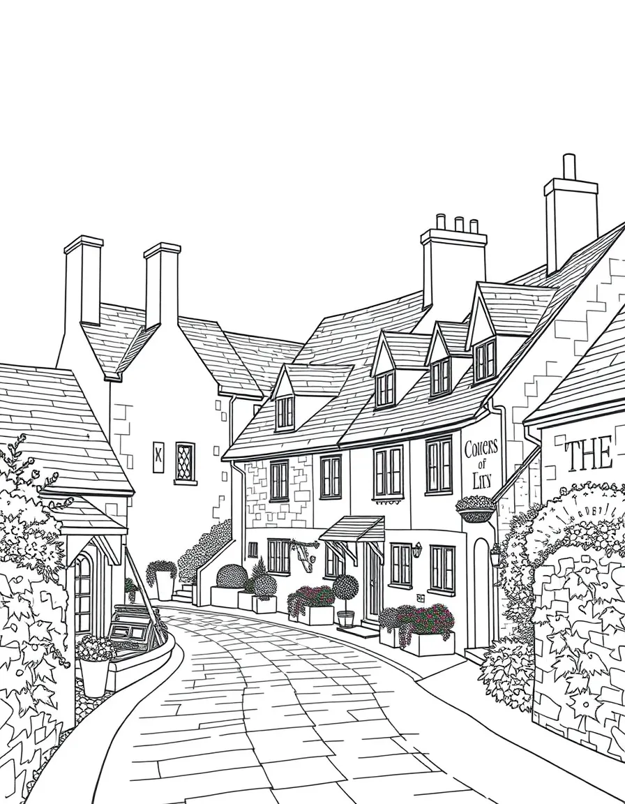 (UK, United Kingdom) Cotswolds village with honey-colored stone houses