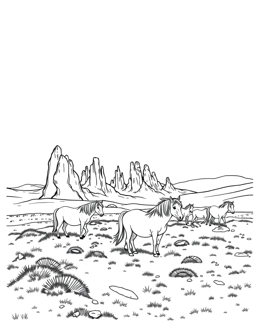 (UK, United Kingdom) Dartmoor with wild ponies and rocky tors