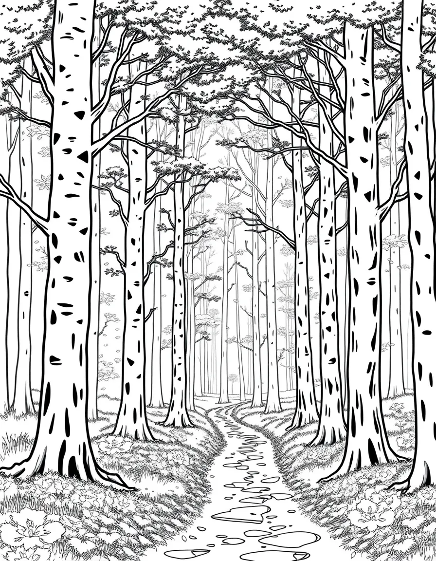 (UK, United Kingdom) Forest of Dean with tall trees and paths