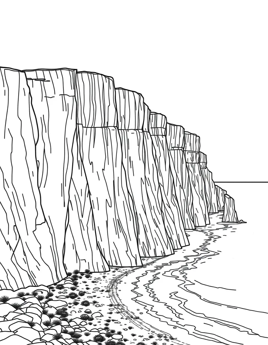 (UK, United Kingdom) Seven Sisters chalk cliffs by the sea