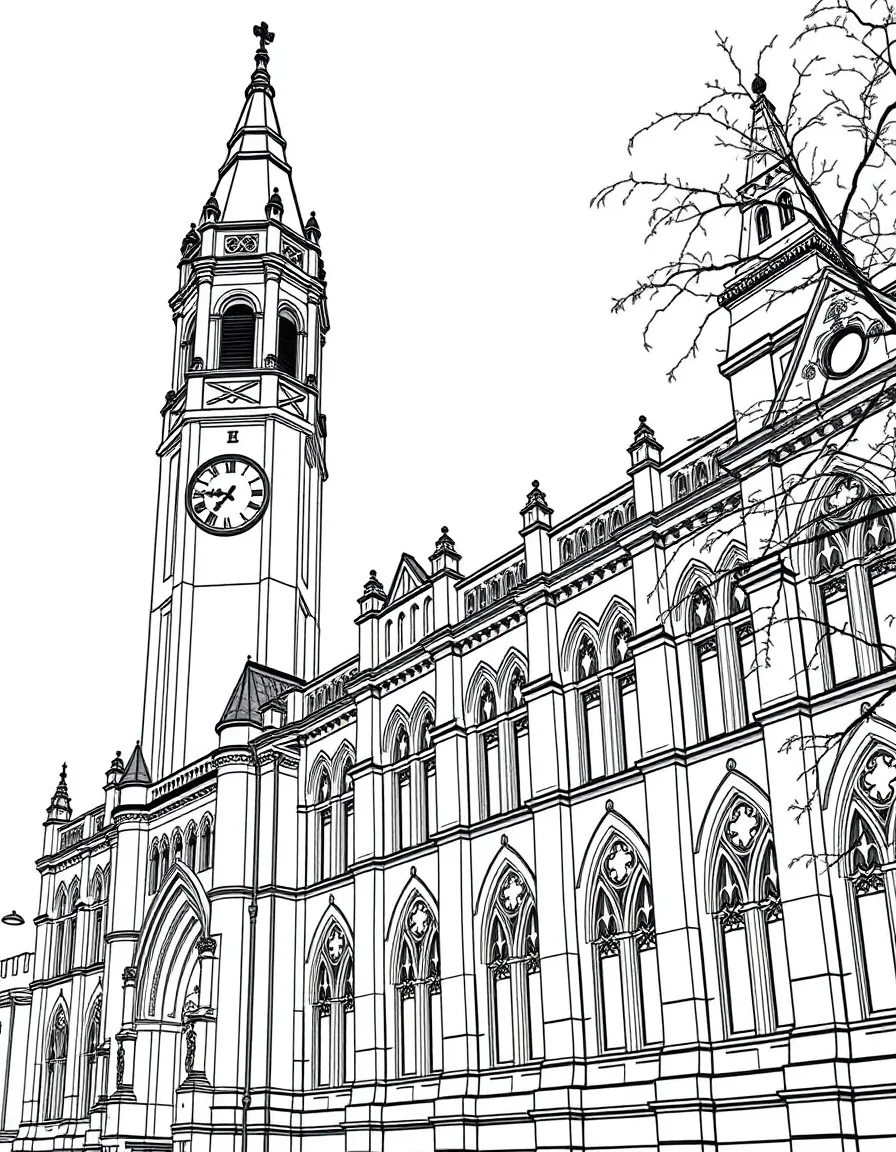 (UK, United Kingdom) Manchester Town Hall with Gothic clock tower